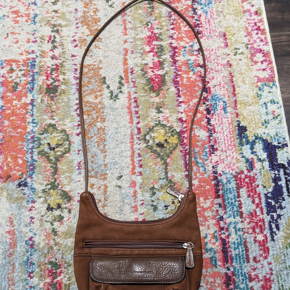 Brown Suede Stone Mountain Crossbody Shoulder Bag
